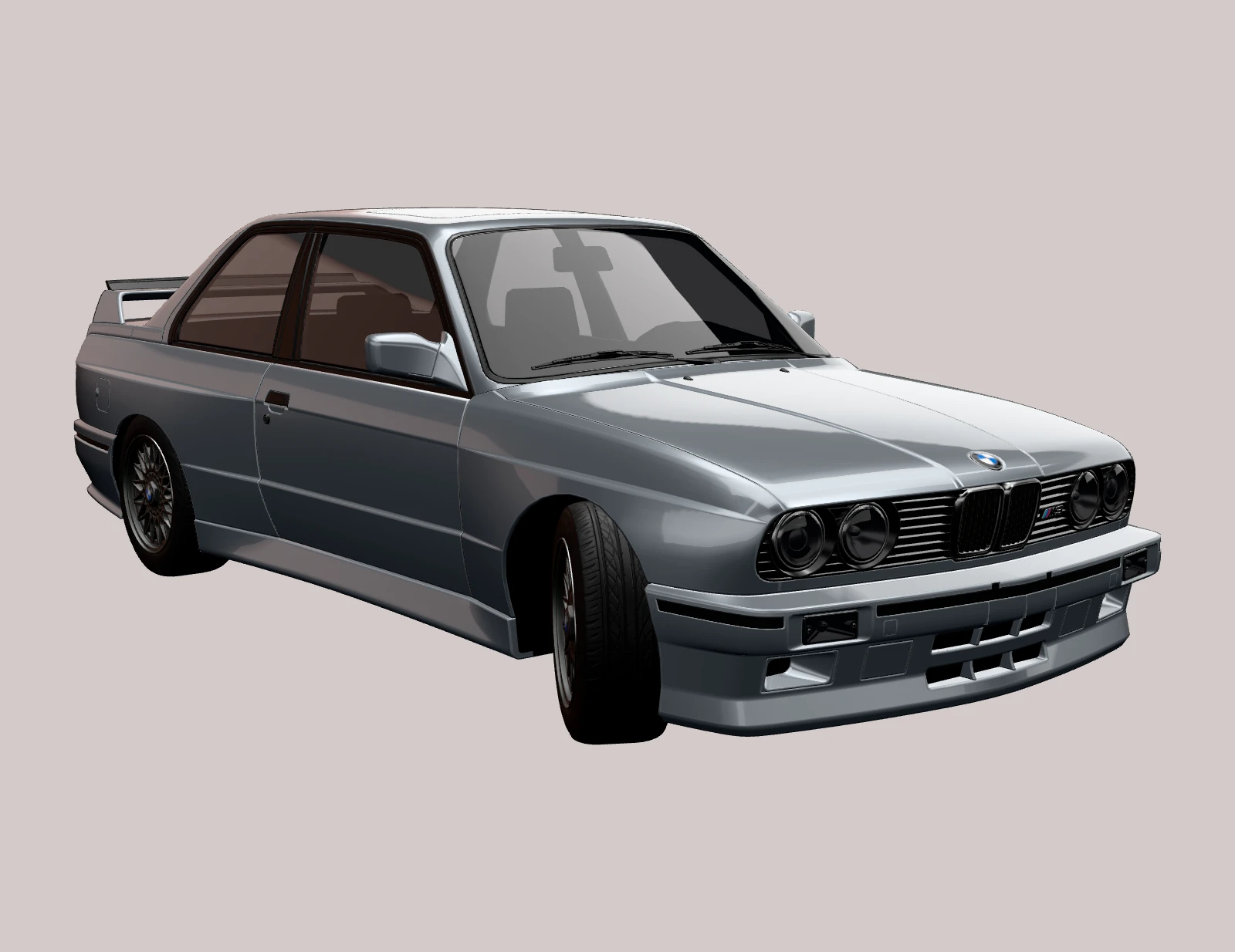 BMW M3 E30, front three-quarter view (3D render)