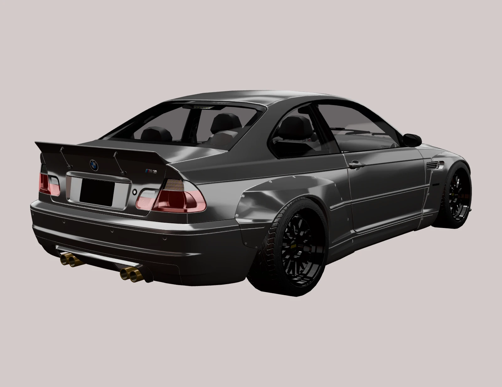 BMW M3 E46, rear three-quarter view (3D render)