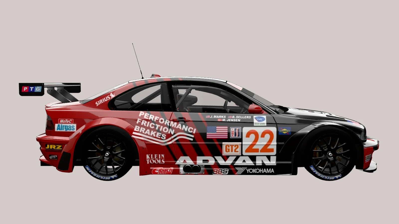 BMW M3 GTR E46, side profile (3D render)