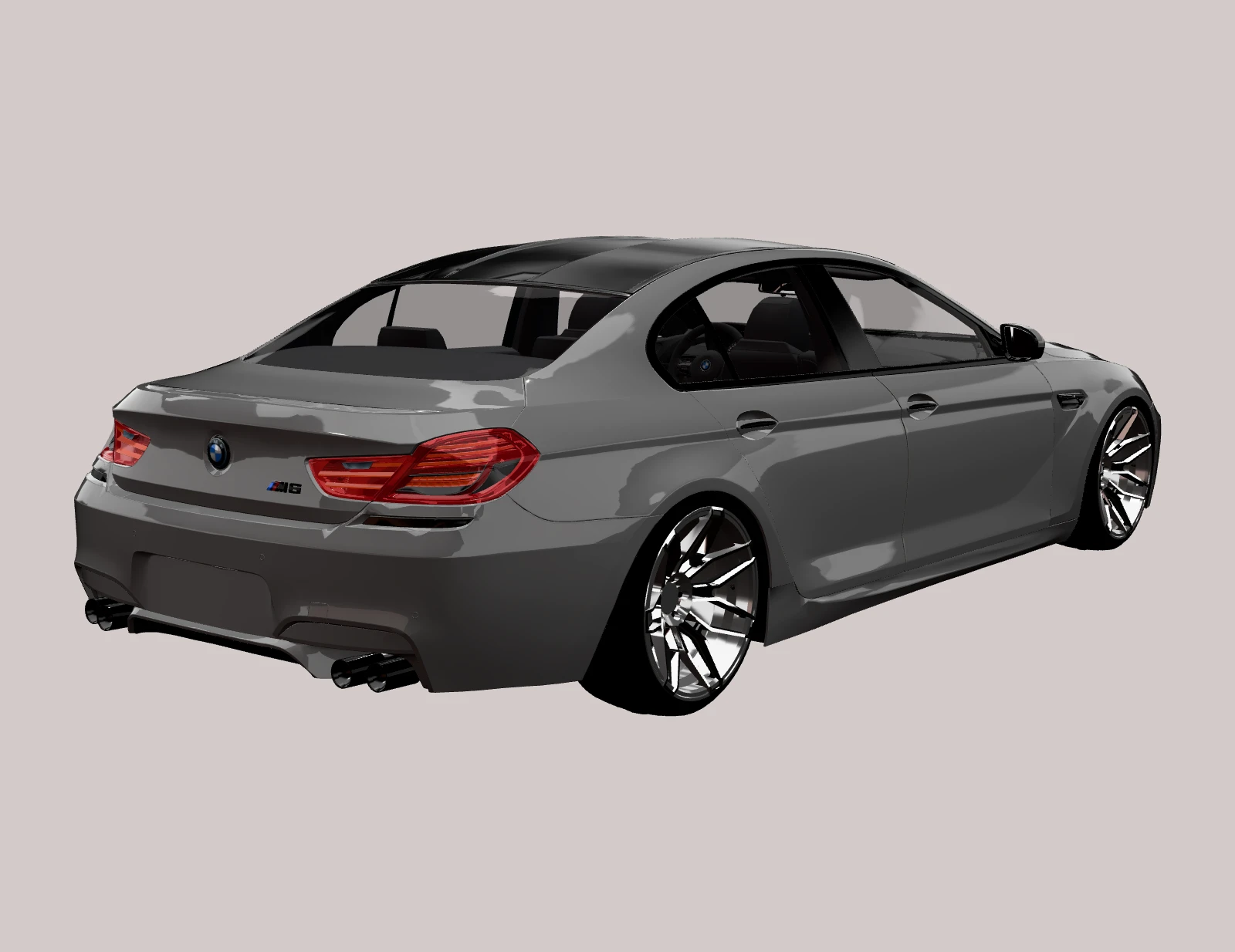 BMW M6 Gran Coupé, rear three-quarter view (3D render)
