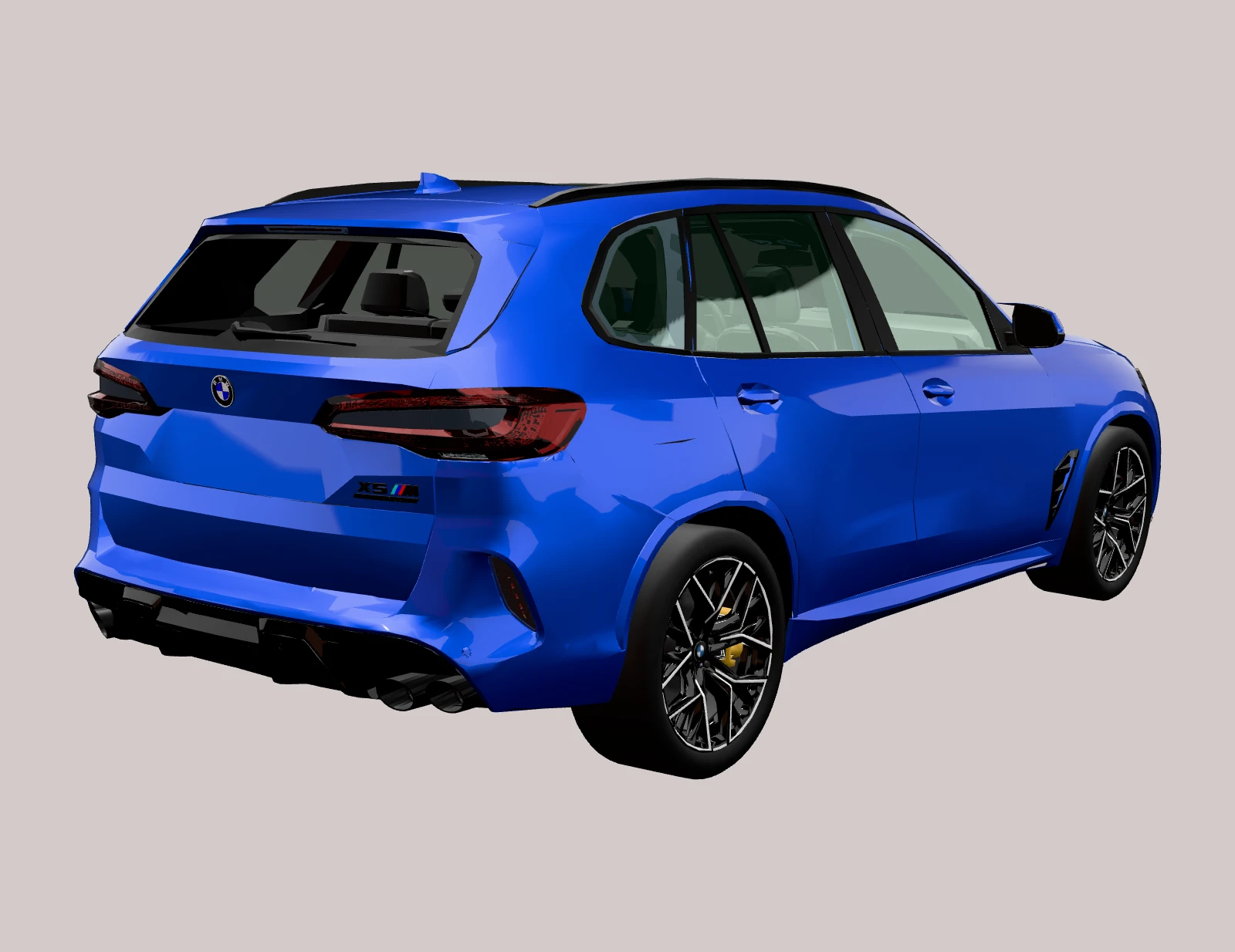 BMW X5 M Competition, rear three-quarter view (3D render)